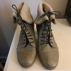 Cream leather booties